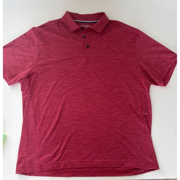 Caribbean Performance Mens 2XL Pink Space Dye Polo Shirt Short Sleeve Golf Top - Picture 3 of 4